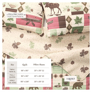 Wildlife Patchwork Microfiber Reversible Quilt Set With Shams
