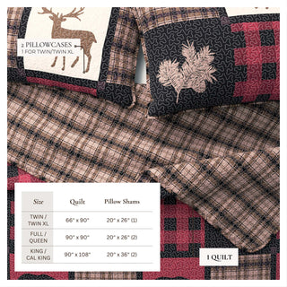 Nature & Plaid Patchwork Microfiber Reversible Quilt Set With Shams
