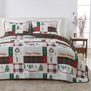 Christmas Printed Quilt Set with Shams