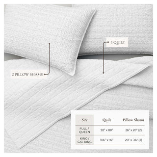 100% Cotton Garment Washed Honeycomb Waffle Quilt and Sham Set