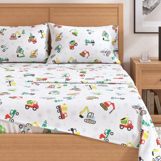 Turkish Cotton Christmas-Theme Flannel Sheet Set