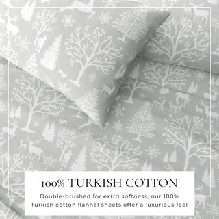 Premium Turkish Cotton Nature Printed Flannel Sheet Set