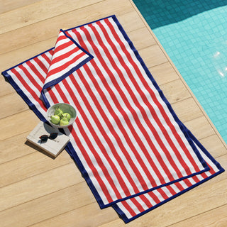 100% Cotton Stripe Border Oversized Beach Towel