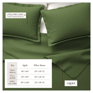 Detailed Channel Stitch Microfiber All-Season Quilt Set With Shams