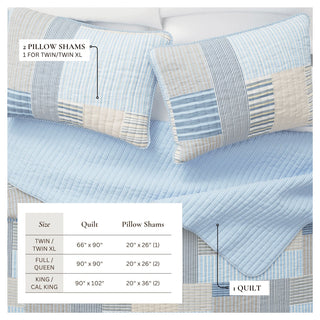 Striped Patchwork Quilt Set With Shams