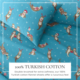 Turkish Cotton Christmas-Theme Flannel Sheet Set