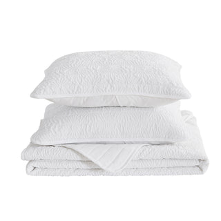 Floral Embossed Quilt Set With Shams