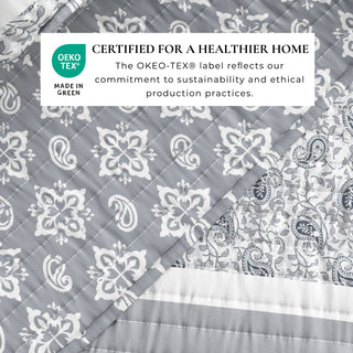 Stripe & Paisley Microfiber Reversible Quilt Set With Shams