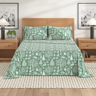 Premium Turkish Cotton Nature Printed Flannel Sheet Set