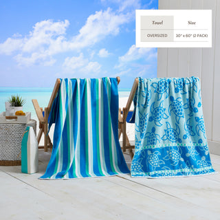 2 Pack 100% Cotton Printed Beach Towel