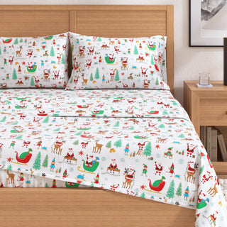 Turkish Cotton Christmas-Theme Flannel Sheet Set