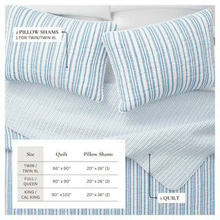 Watercolor Striped Quilt Set With Shams