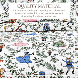 Holiday Printed Microfiber Reversible Quilt Set With Shams