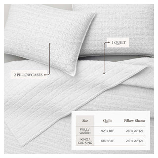 100% Cotton Garment Washed Honeycomb Waffle Quilt and Sham Set