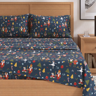 Turkish Cotton Christmas-Theme Flannel Sheet Set