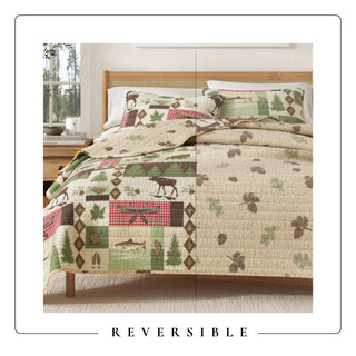 Wildlife Patchwork Reversible Quilt Set With Shams