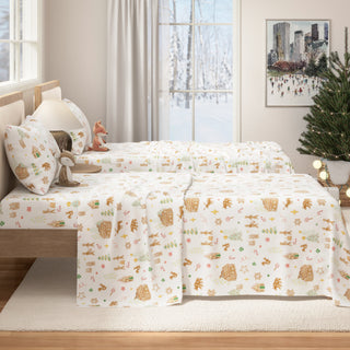 Turkish Cotton Christmas Printed Flannel Sheet Set