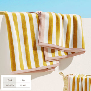 100% Cotton Stripe Border Oversized Beach Towel