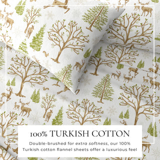 Premium Turkish Cotton Nature Printed Flannel Sheet Set