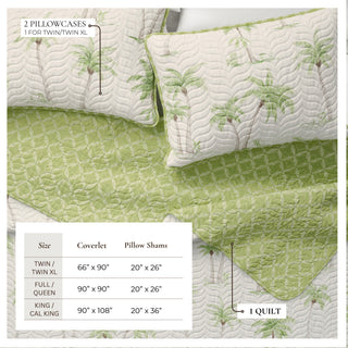 Coastal Palm Tree Reversible Quilt Set with Shams