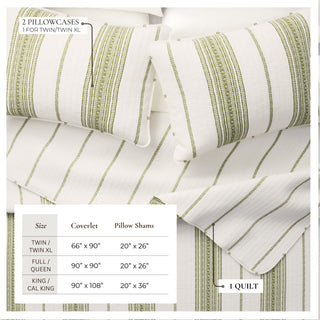 Farmhouse Stripe Quilt Set With Shams