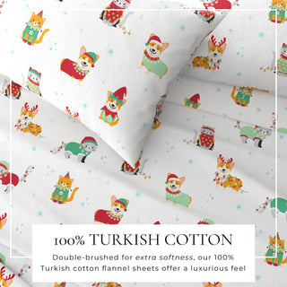 Turkish Cotton Christmas-Theme Flannel Sheet Set