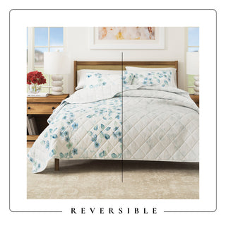 Watercolor Floral Quilt Set with Shams