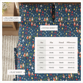Turkish Cotton Christmas-Theme Flannel Sheet Set