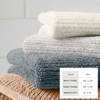 Turkish Cotton Ribbed 6-Piece Bath Towel Set