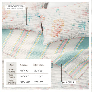 Coral Reversible Microfiber Quilt Set With Shams
