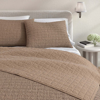 100% Cotton Garment Washed Honeycomb Waffle Quilt and Sham Set