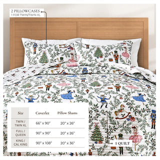 Holiday Printed Microfiber Reversible Quilt Set With Shams