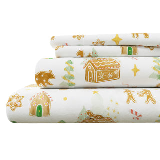 Turkish Cotton Christmas Printed Flannel Sheet Set