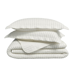 Detailed Channel Stitch Microfiber All-Season Quilt Set With Shams