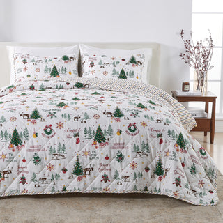 Christmas Printed Quilt Set with Shams