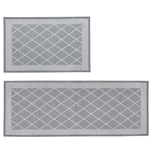 2 Pack Woven Trellis Machine Washable Accent Area Rug & Runner - Lysandra Collection