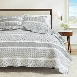 Reversible Striped Quilt Set with Shams