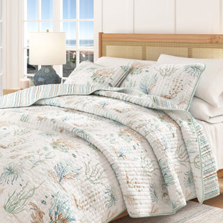 Reversible Coastal Cotton Quilt Set (2- or 3-Piece)