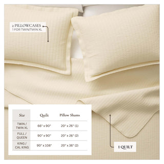 Detailed Channel Stitch Microfiber All-Season Quilt Set With Shams