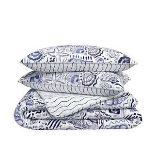 Blue Seashell Quilt Set with Shams
