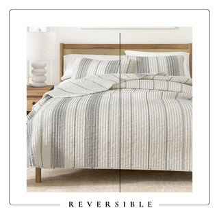 Farmhouse Stripe Quilt Set With Shams