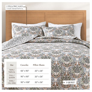 Holiday Woodland Microfiber Reversible Quilt Set With Shams
