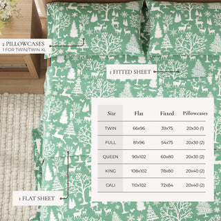 Premium Turkish Cotton Nature Printed Flannel Sheet Set