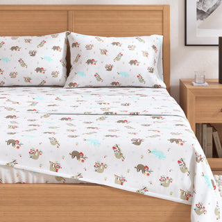 Turkish Cotton Christmas-Theme Flannel Sheet Set