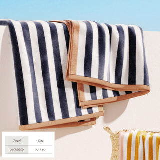 100% Cotton Stripe Border Oversized Beach Towel