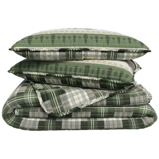 Lodge Plaid Reversible Quilt Set With Shams