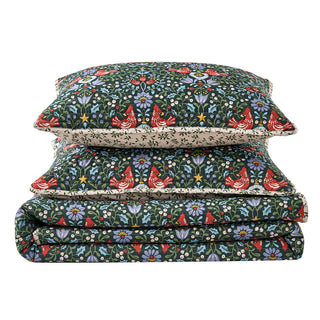Holiday Printed Microfiber Reversible Quilt Set With Shams