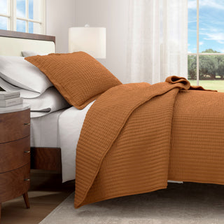 Detailed Channel Stitch Microfiber All-Season Quilt Set With Shams