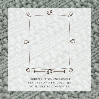 100% Cotton Honeycomb Waffle 3-Piece Duvet Cover Set
