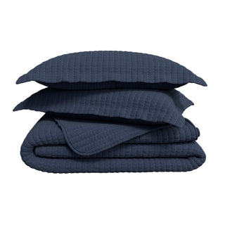 Detailed Channel Stitch Microfiber All-Season Quilt Set With Shams